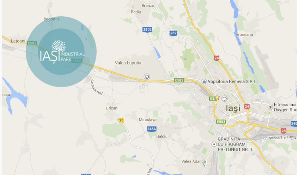 Localizarea Parcului Industrial Lețcani – Iași